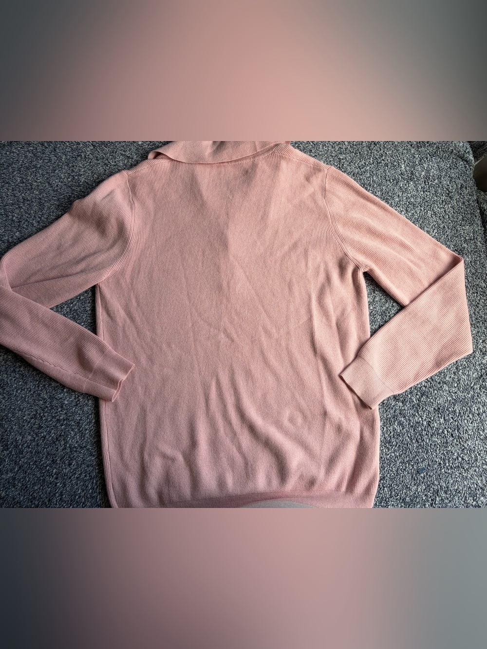 Soft Pink Ribbed Button-Front Women's Sweater - Picture 9 of 9